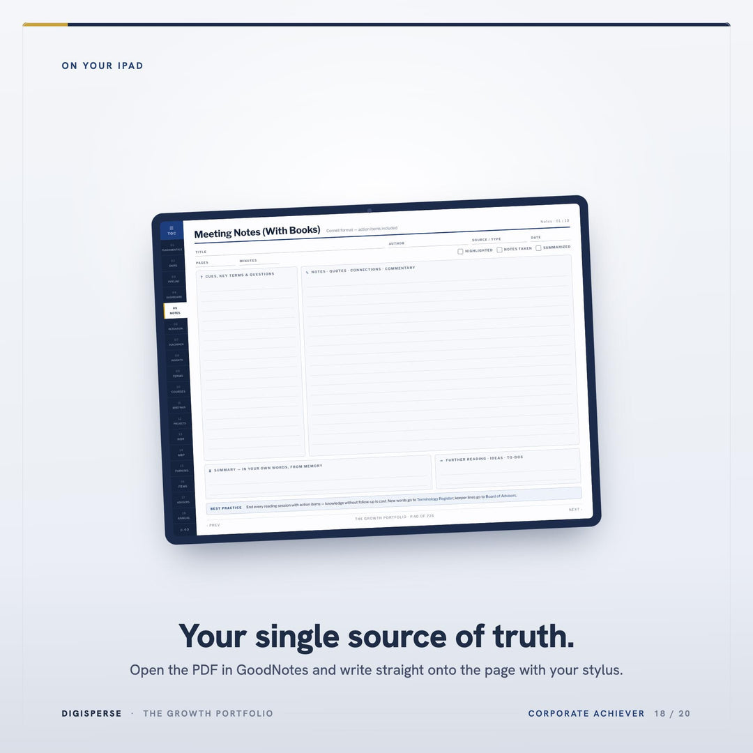 Dated Corporate Achiever Learning Journal | GoodNotes Study Planner (PDF)