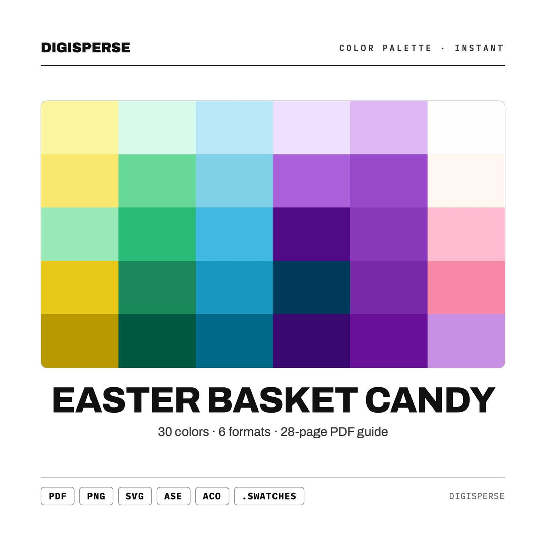 Easter Basket Candy Color Palette | 30 Pastel Procreate Swatches (Digital Download)