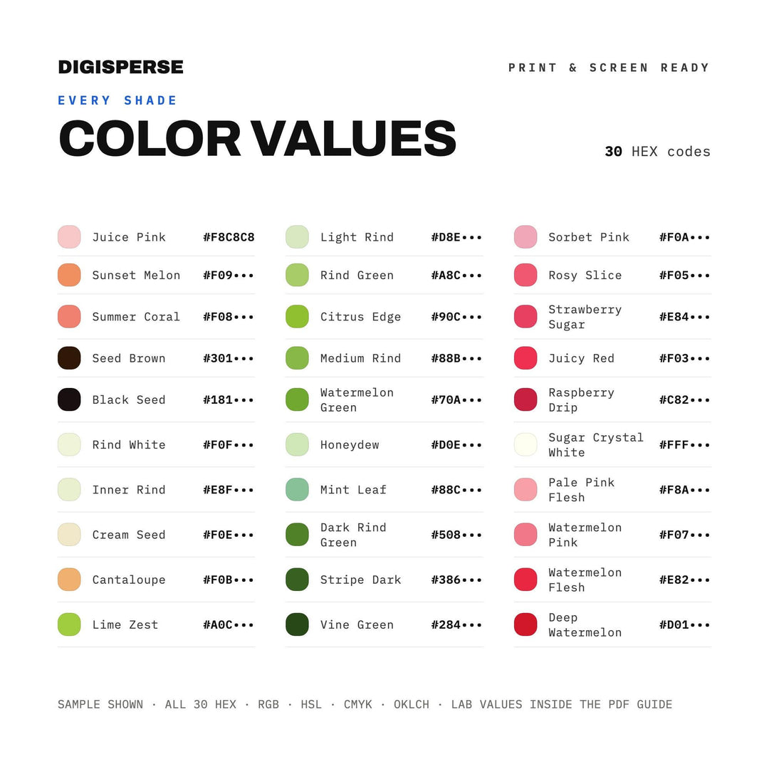 Watermelon Sugar High Color Palette | 30 Procreate Swatches, ASE (Digital Download)