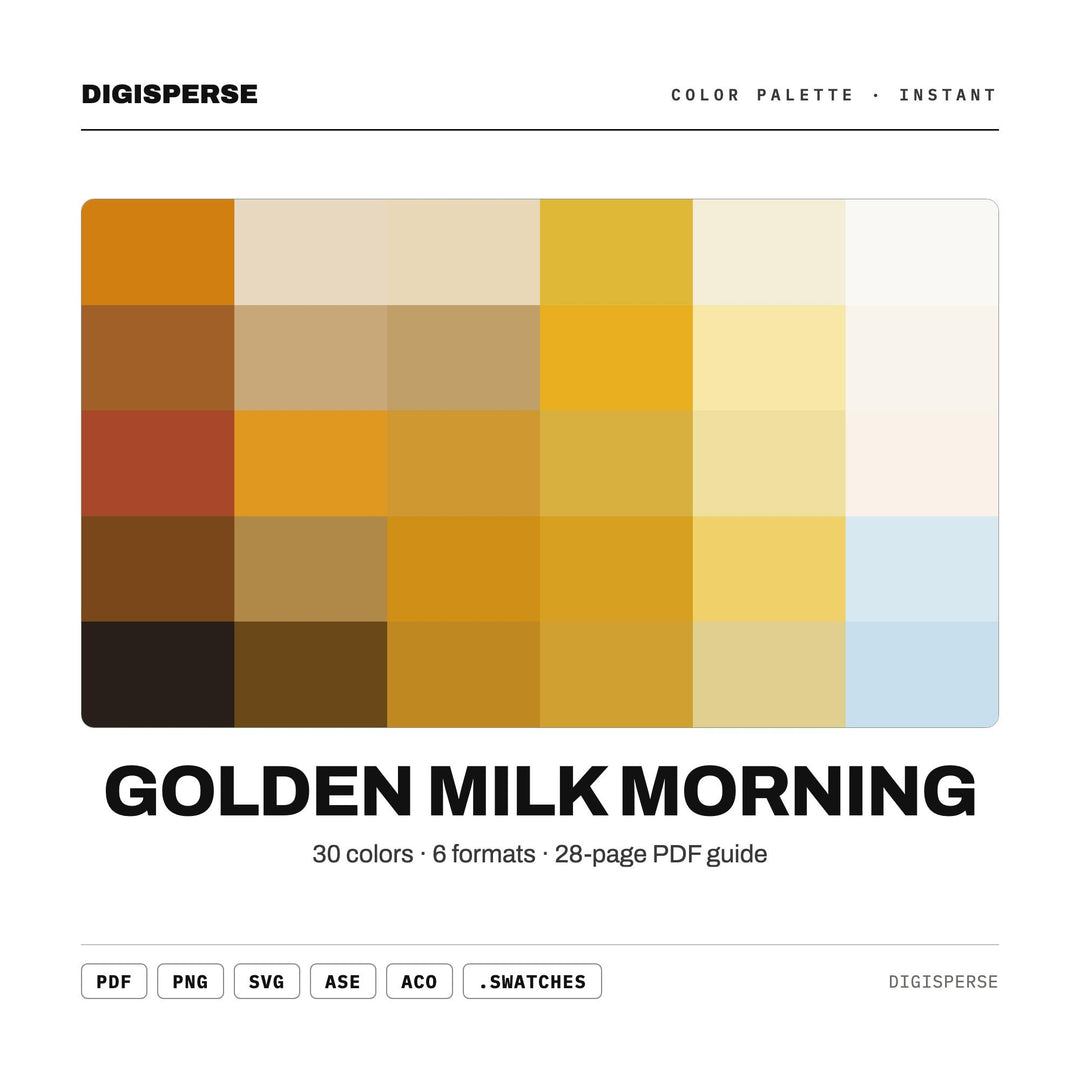 Golden Milk Morning Color Palette | 30 Procreate Swatches, ASE (Digital Download)