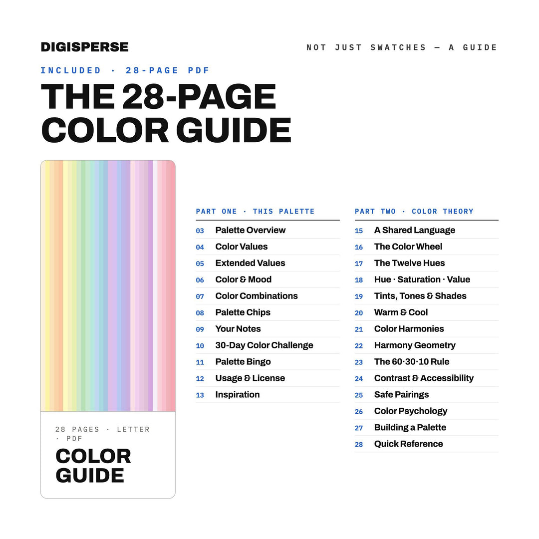 Watercolor Rainbow Color Palette | 30 Colors | Hex RGB CMYK | Procreate Swatches + ASE | Digital Download