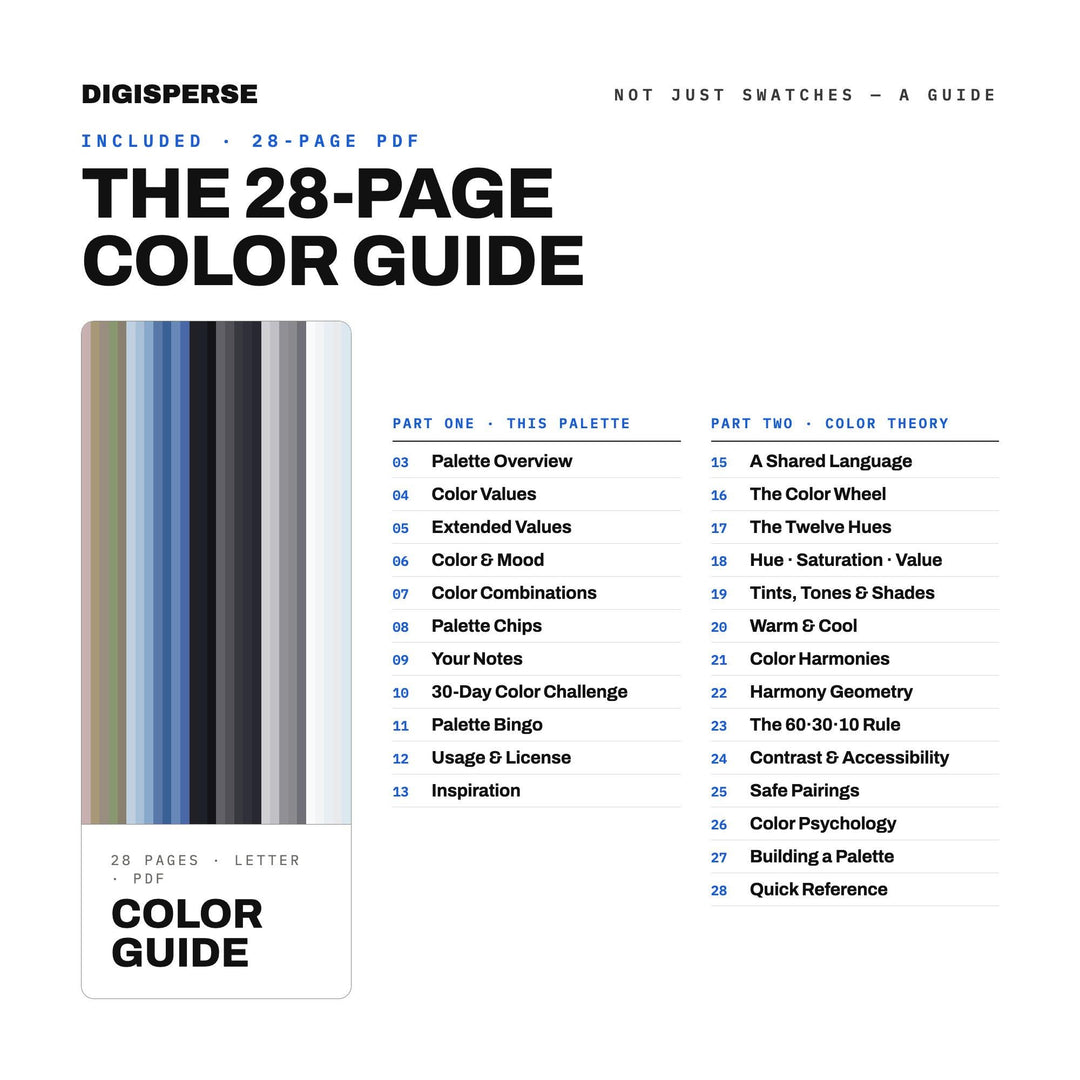 Granite Peak Color Palette | 30 Colors | Hex RGB CMYK | Color Guide | Procreate Swatches + ASE | Digital Download