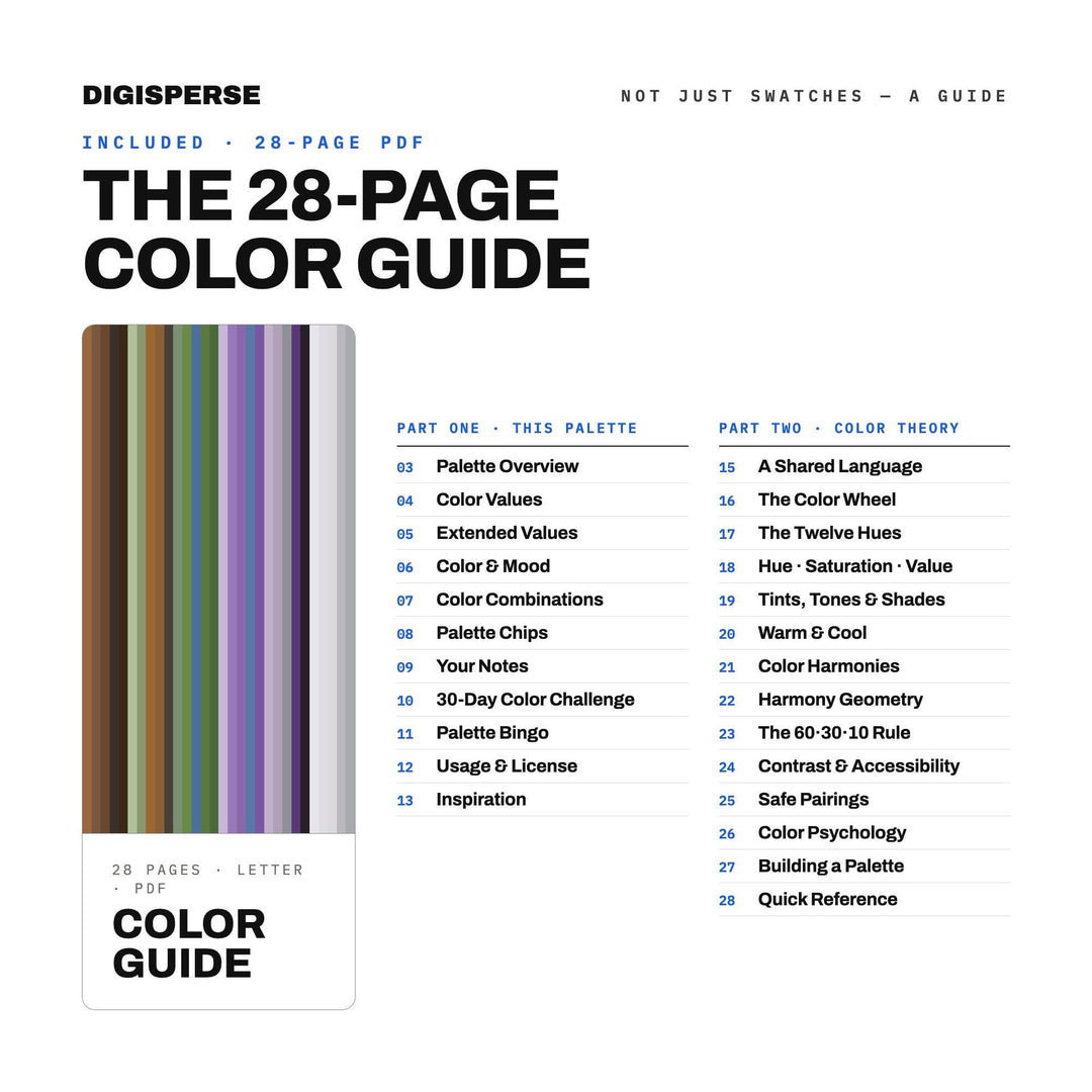 Highland Mist Color Palette | 30 Colors | Hex RGB CMYK | Color Guide | Procreate Swatches + ASE | Digital Download
