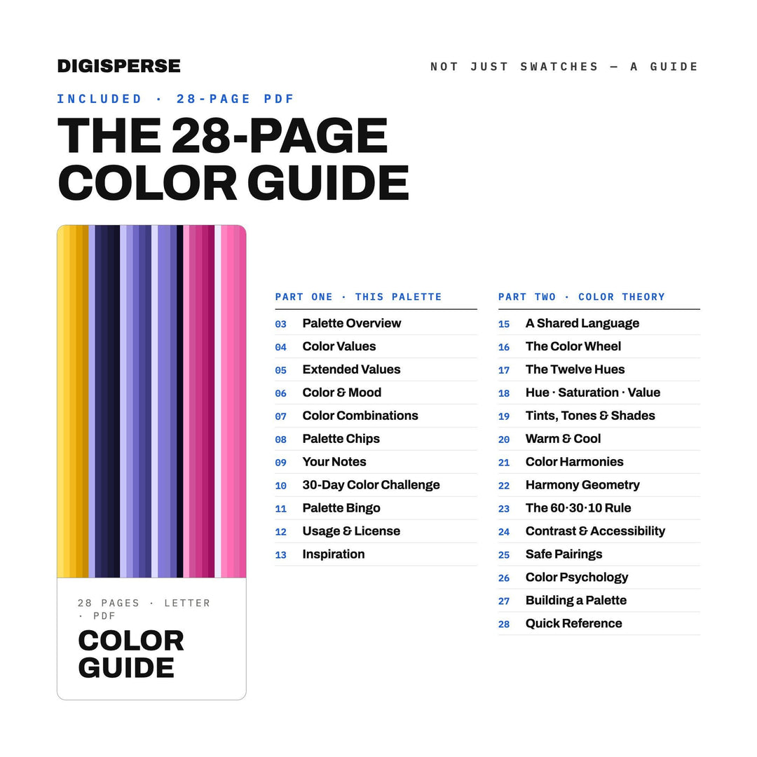 Night Bloom Color Palette | 30 Procreate Swatches, HEX, RGB, CMYK (Digital Download)