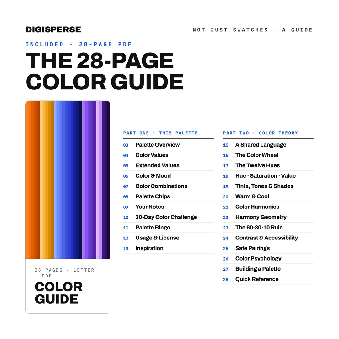 Cobalt Dusk Color Palette | 30 Colors | Hex RGB CMYK | Color Guide | Procreate Swatches + ASE | Digital Download