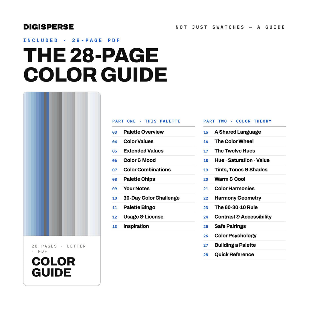 Fog On The Water Color Palette | 30 Colors | Hex RGB CMYK | Color Guide | Procreate Swatches + ASE | Digital Download