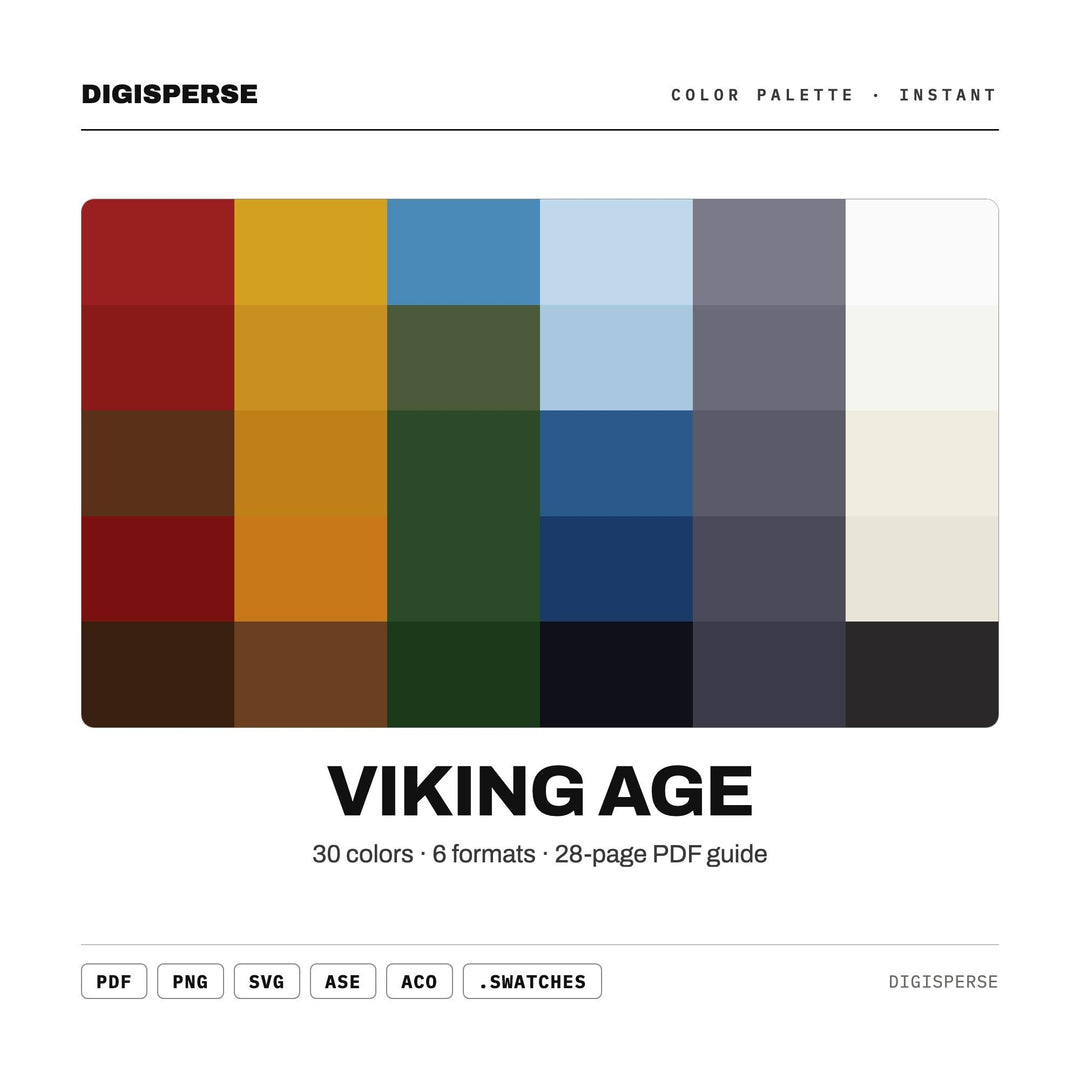 Viking Age Color Palette | 30 Procreate Swatches, ASE Guide (Digital Download)