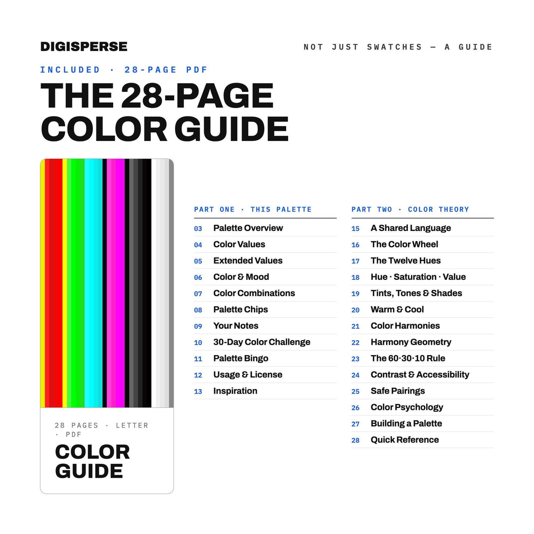 Digital Glitch Color Palette | 30 Colors | Hex RGB CMYK | Color Guide | Procreate Swatches + ASE | Digital Download