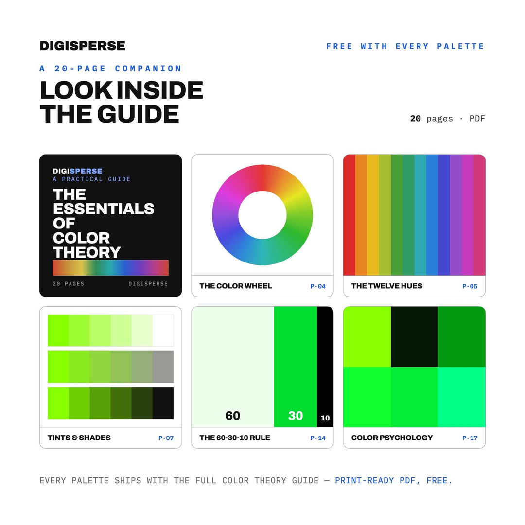 Matrix Green Color Palette | 30 Colors | Hex RGB CMYK | Color Guide | Procreate Swatches + ASE | Digital Download