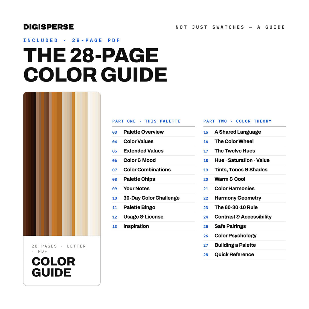 Café Latte Color Palette | 30 Colors | Hex RGB CMYK | Color Guide | Procreate Swatches + ASE | Digital Download