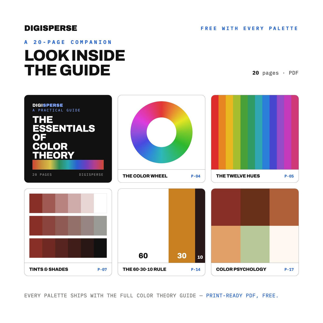 Spiced Chai Color Palette | 30 Colors | Hex RGB CMYK | Color Guide | Procreate Swatches + ASE | Digital Download
