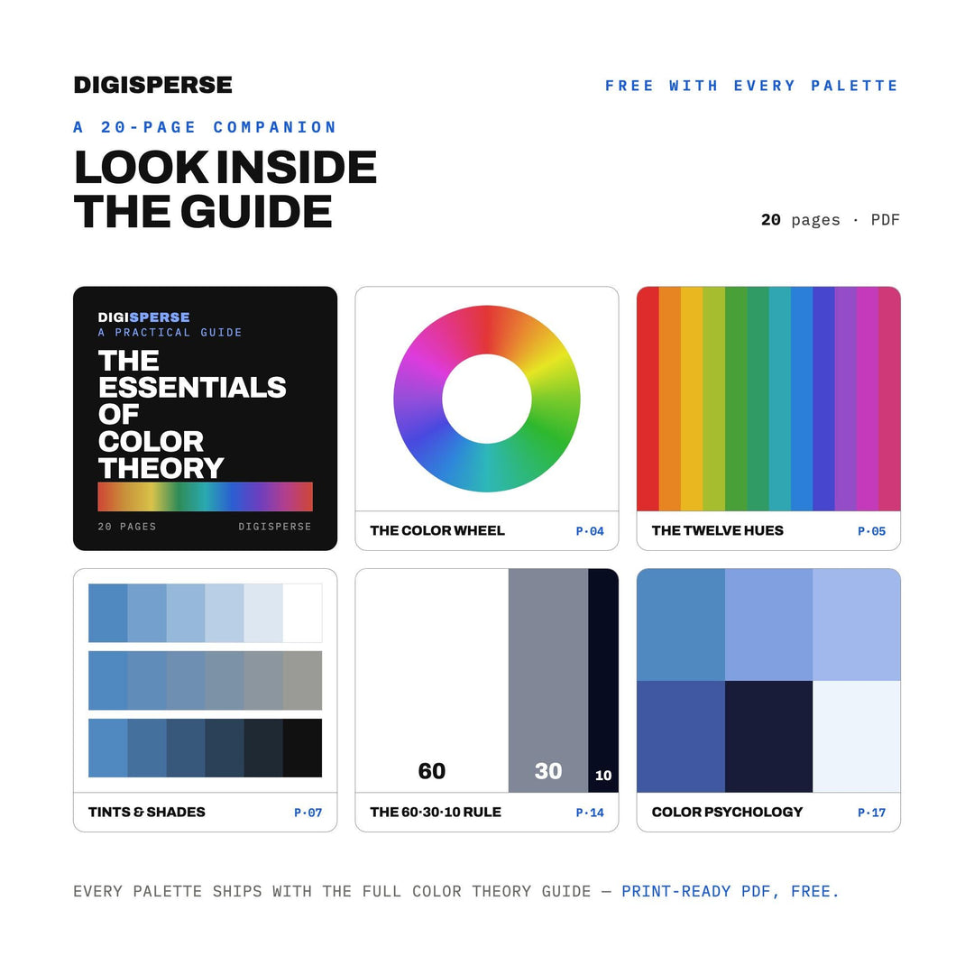 Deep Sapphire Color Palette | 30 Colors | Hex RGB CMYK | Color Guide | Procreate Swatches + ASE | Digital Download