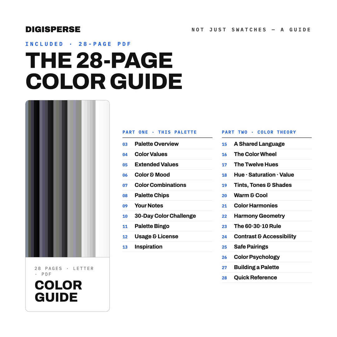 Silver Mirror Color Palette | 30 Colors | Hex RGB CMYK | Color Guide | Procreate Swatches + ASE | Digital Download