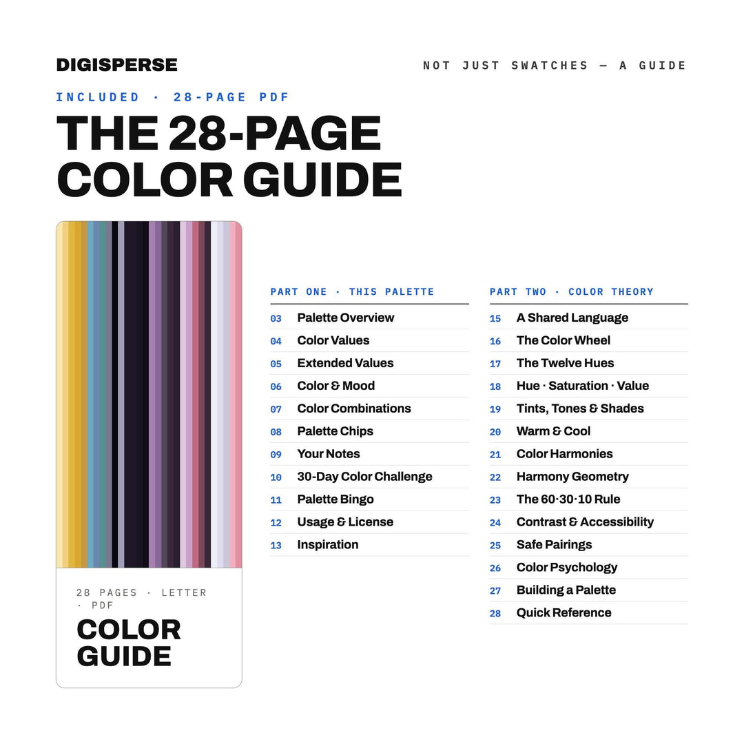 Cosmic Dust Color Palette | 30 Colors | Hex RGB CMYK | Color Guide | Procreate Swatches + ASE | Digital Download