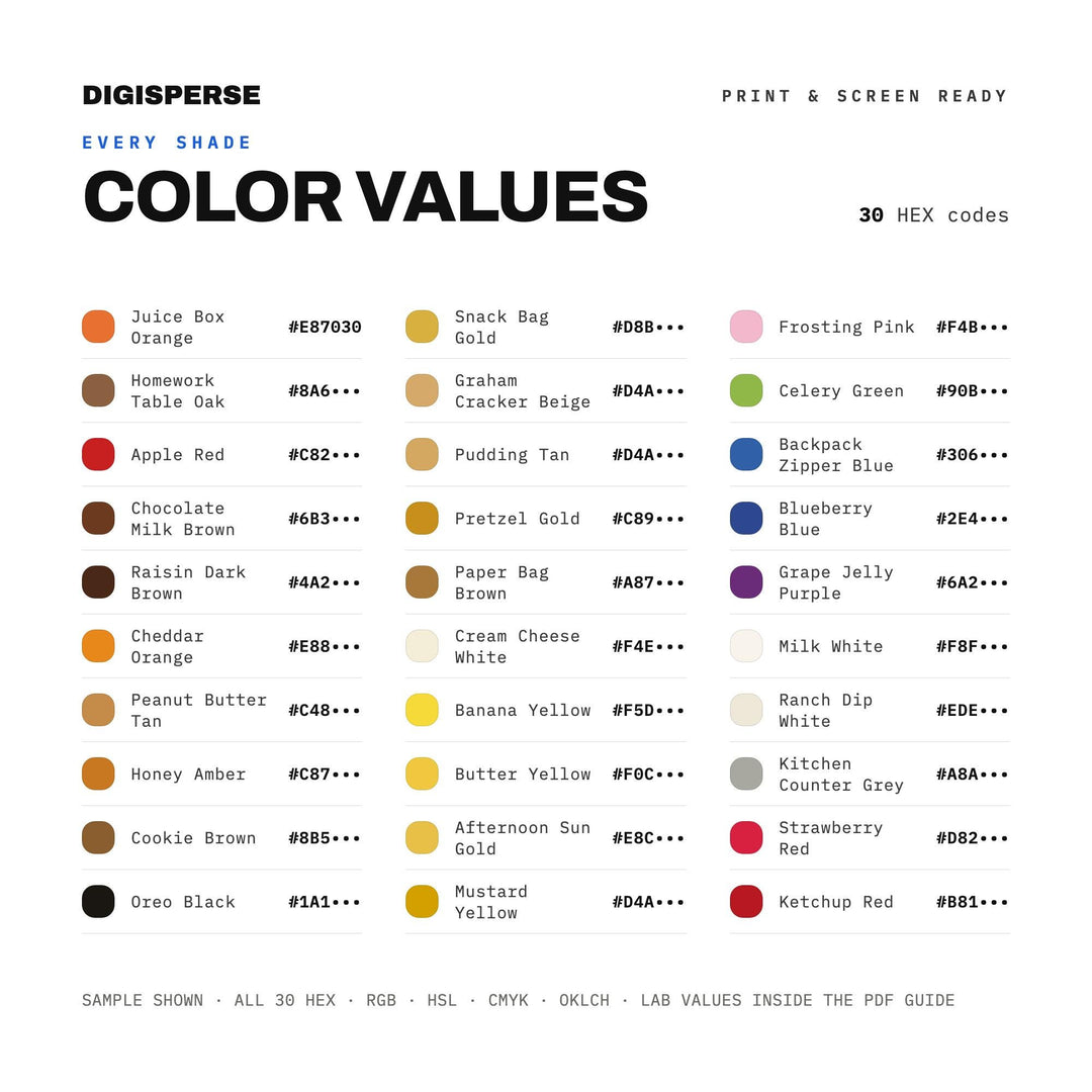 Playful Retro Color Palette for Nostalgic Kids Art and Cozy Kitchen Branding, 30 After School Hues, Procreate Swatches