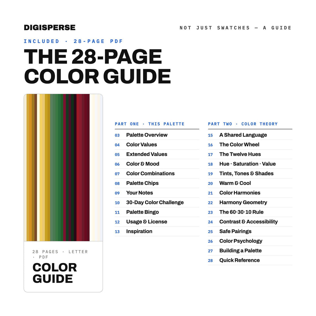 Advent Calendar Color Palette | 30 Colors | Hex RGB CMYK | Procreate Swatches + ASE | Digital Download