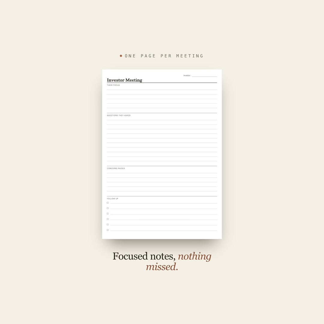 Investor Meeting printable planner insert — preview image 2 of 20