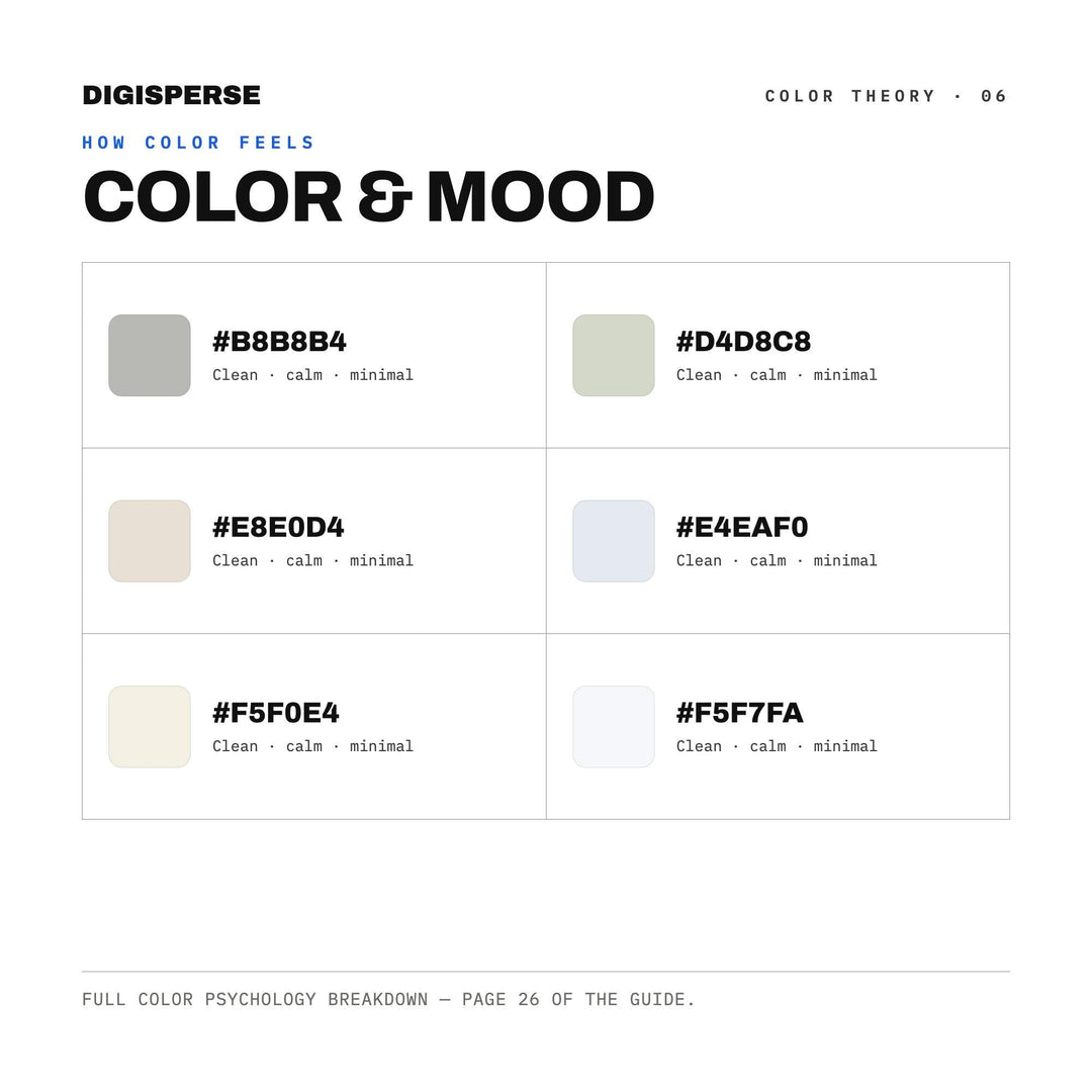 Quiet Muted Color Palette for Calm Minimal Art and Serene Branding, 30 Hushed Whisper Hues, Procreate Swatches, Hex Codes
