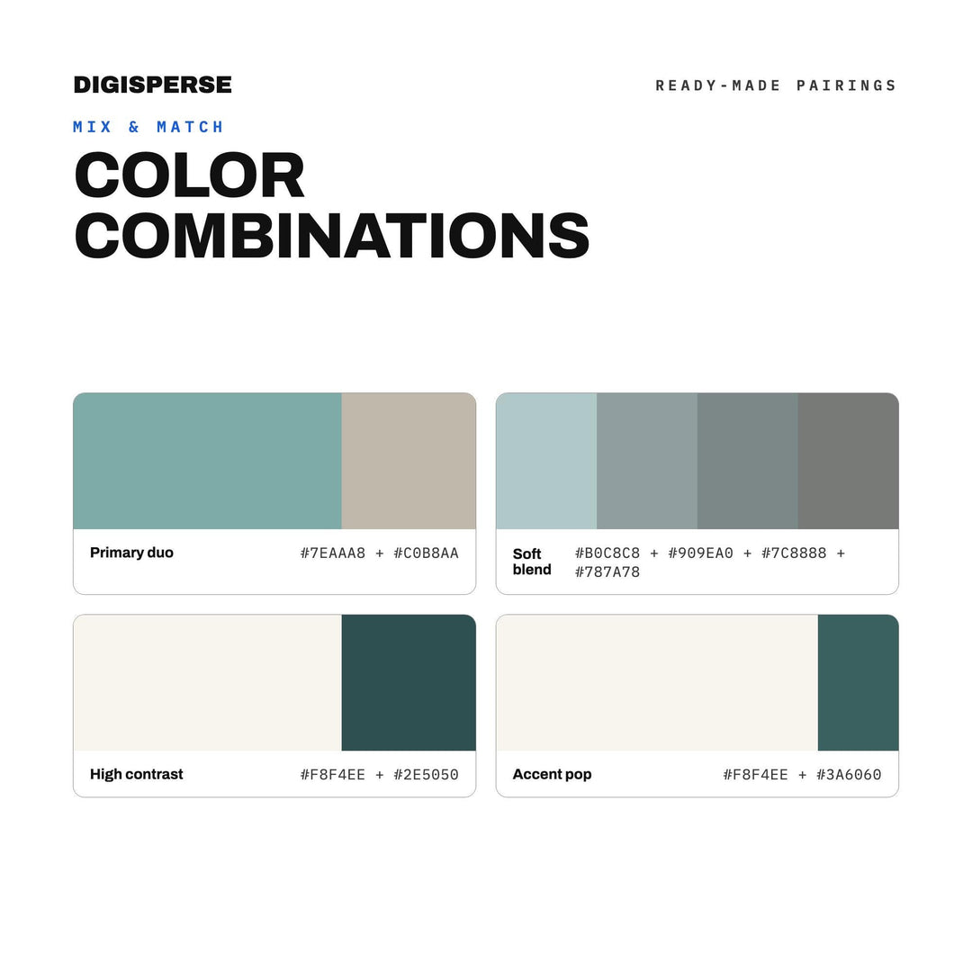 Patina Blue Minimalist Color Palette | 30 Colors | Hex RGB CMYK | Procreate Swatches + ASE | Digital Download