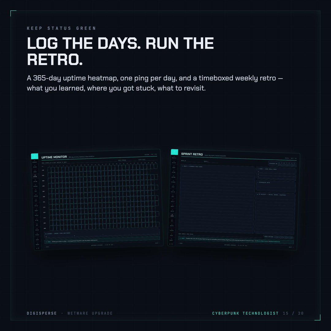 Cyberpunk Learning Journal | GoodNotes Digital Study Planner PDF | Cornell Notes, Spaced Repetition, Course Tracker | 5 Dated Formats