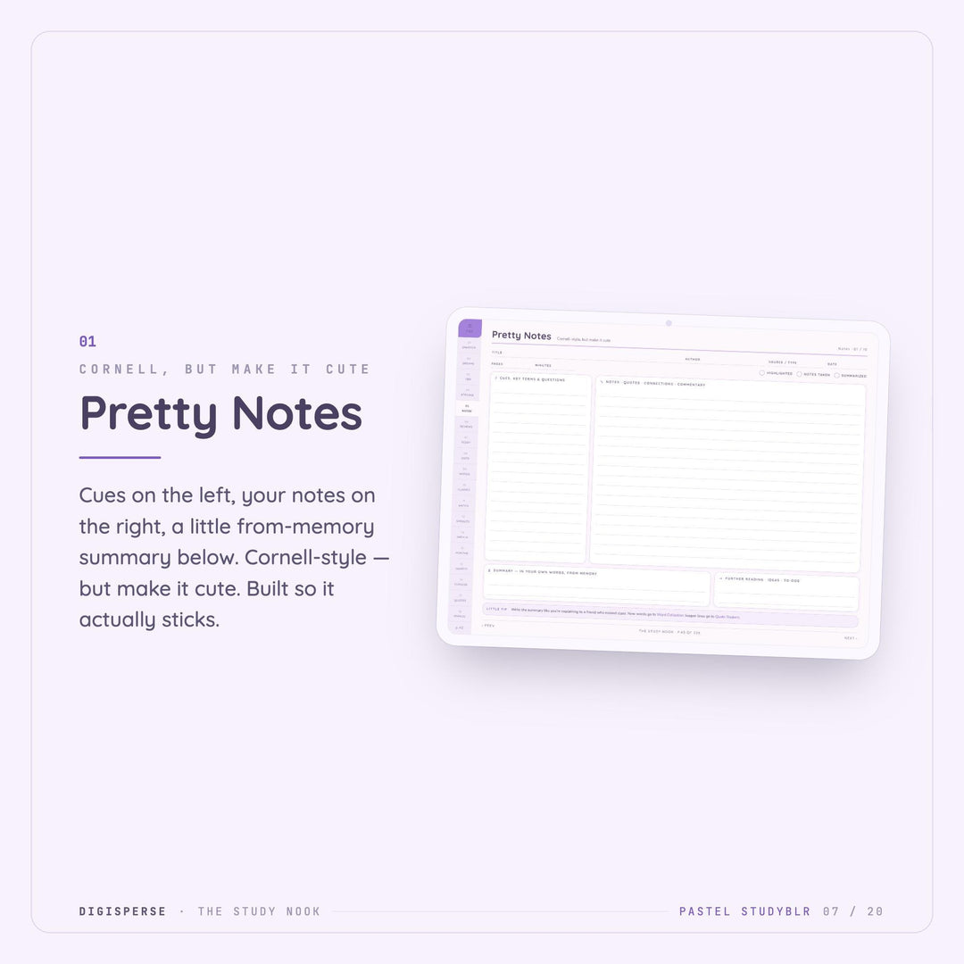 Dated Pastel Studyblr Learning Journal | GoodNotes Study Planner PDF (Digital Download)