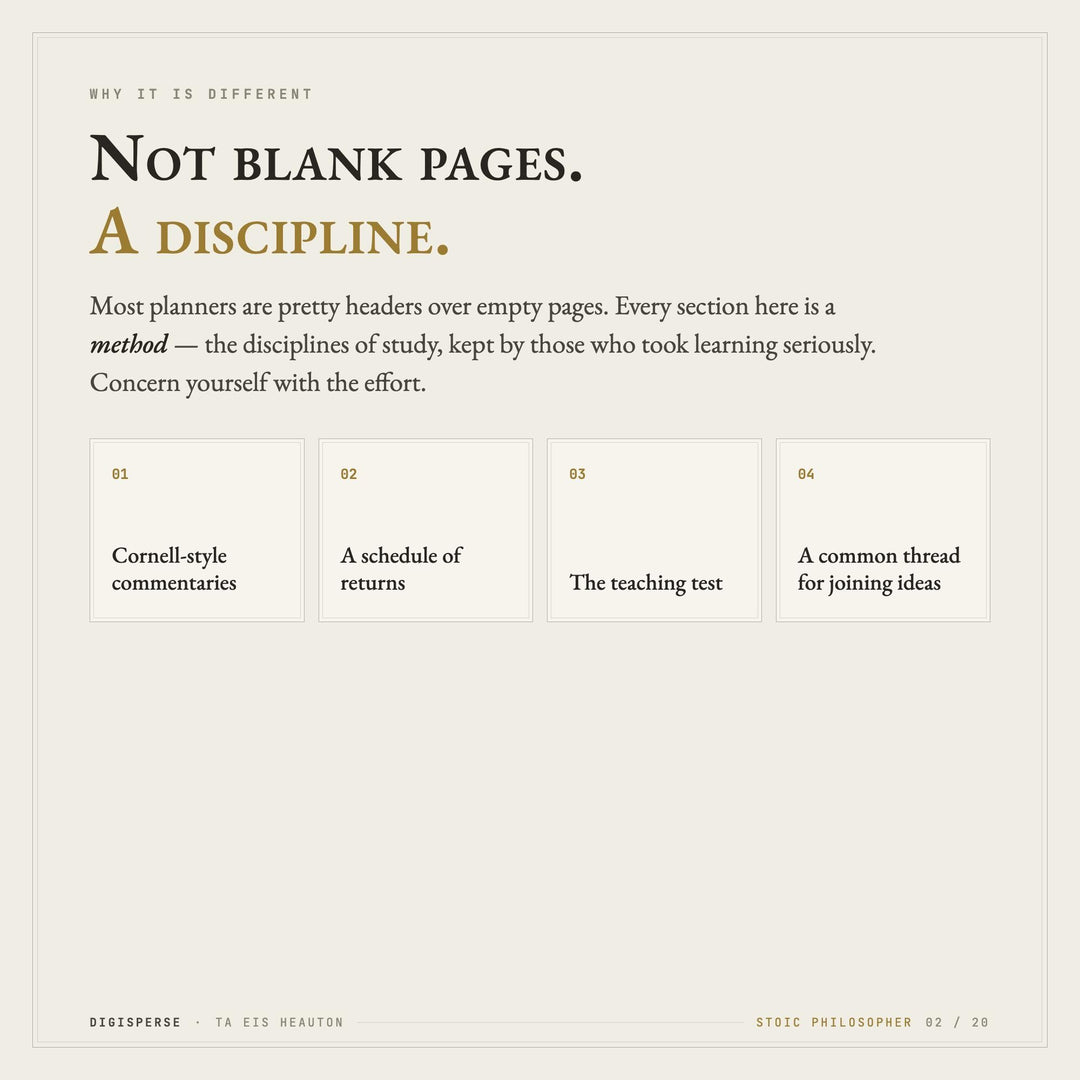 Stoic Learning Journal | GoodNotes Study + Reflection Planner PDF | Cornell Notes, Spaced Repetition, Reading Log | 5 Dated Formats