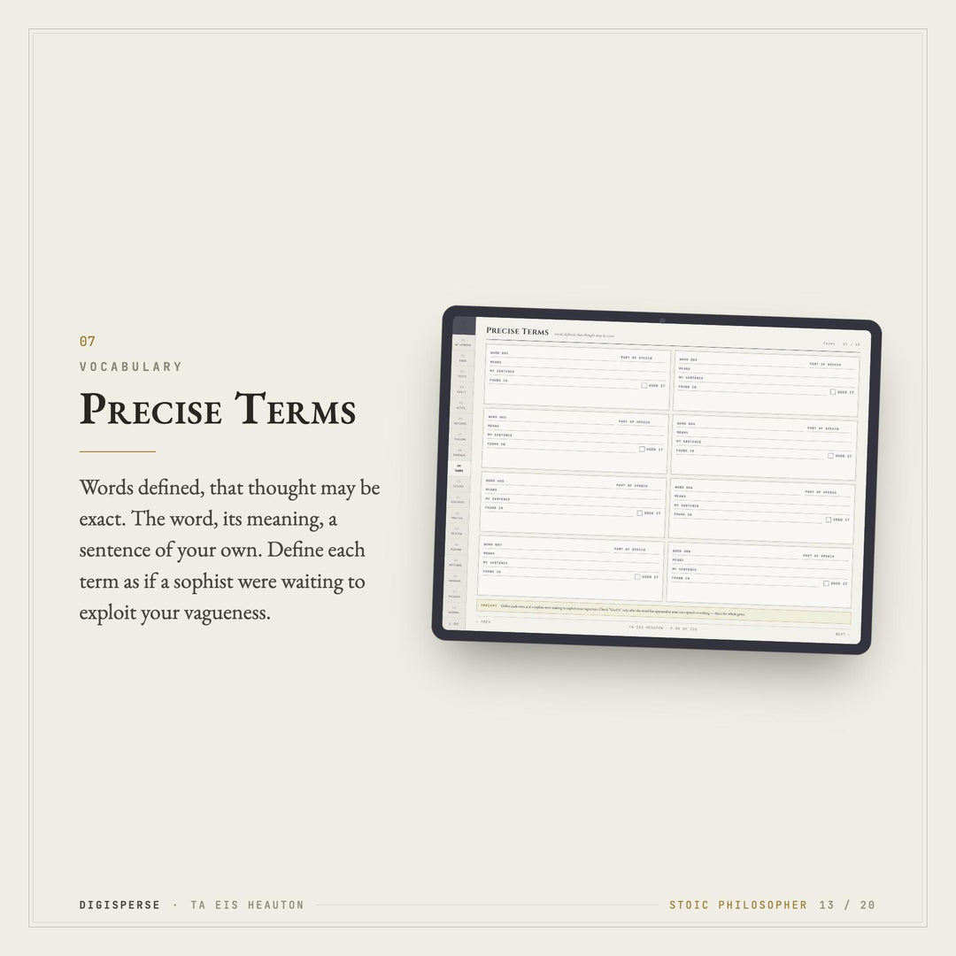 Stoic Learning Journal | GoodNotes Study + Reflection Planner PDF | Cornell Notes, Spaced Repetition, Reading Log | 5 Dated Formats