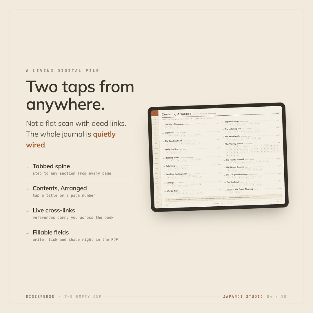 Dated Japandi Learning Journal | Minimal GoodNotes Study Planner (PDF)