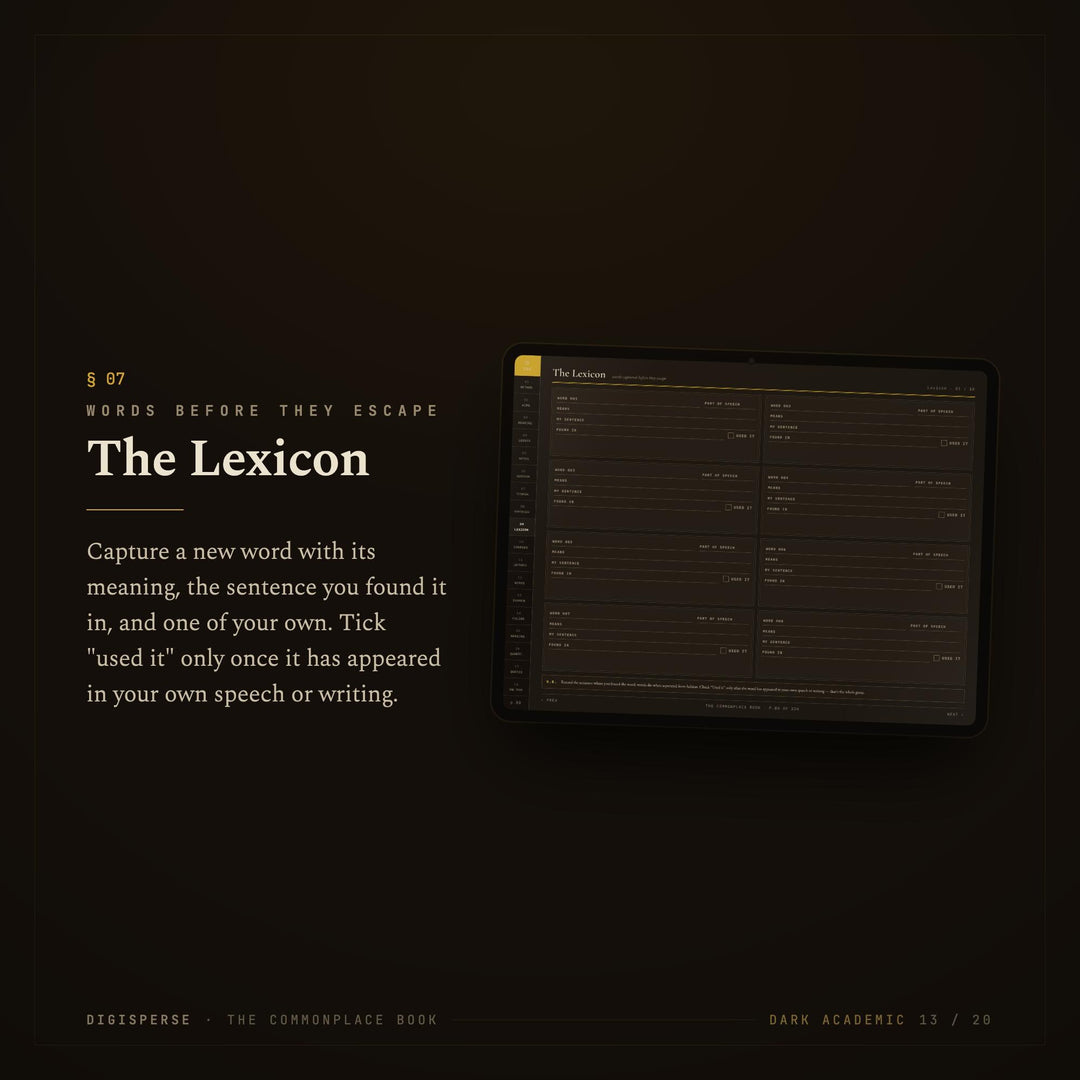 Dated Dark Academia Learning Journal | Cornell Notes, Spaced Repetition (Digital Download)