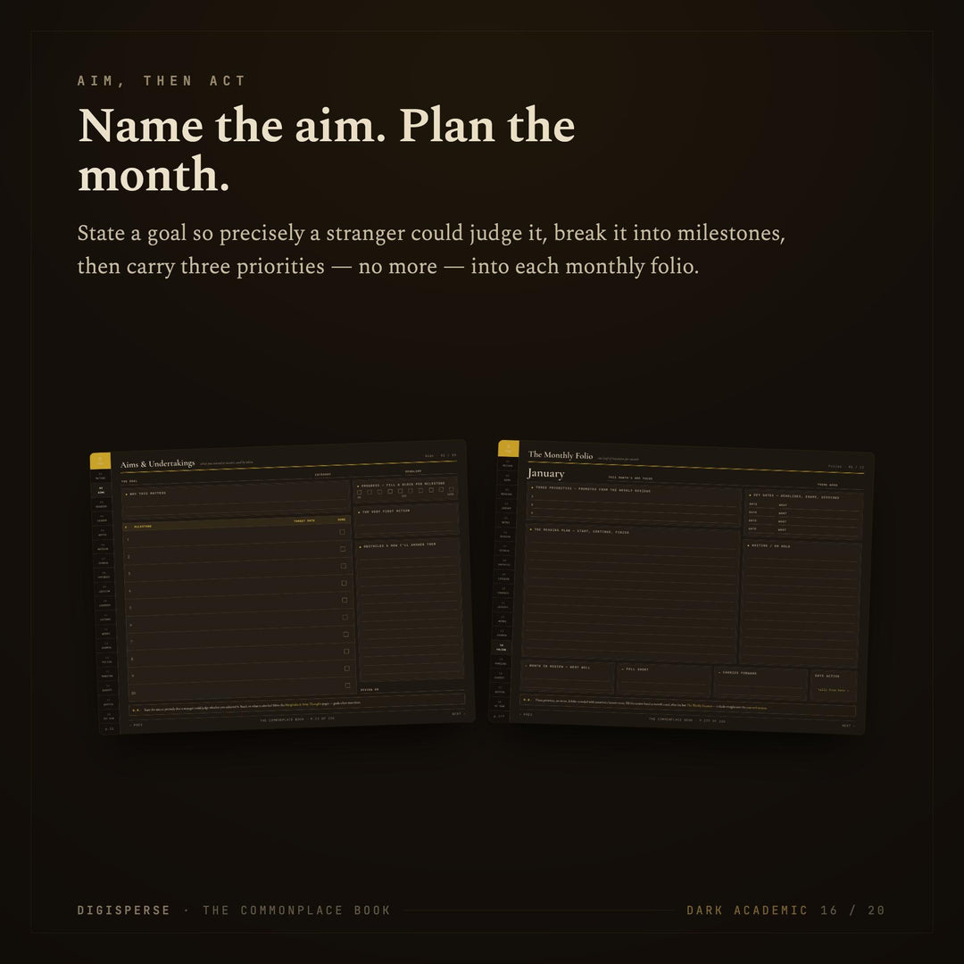 Dated Dark Academia Learning Journal | Cornell Notes, Spaced Repetition (Digital Download)