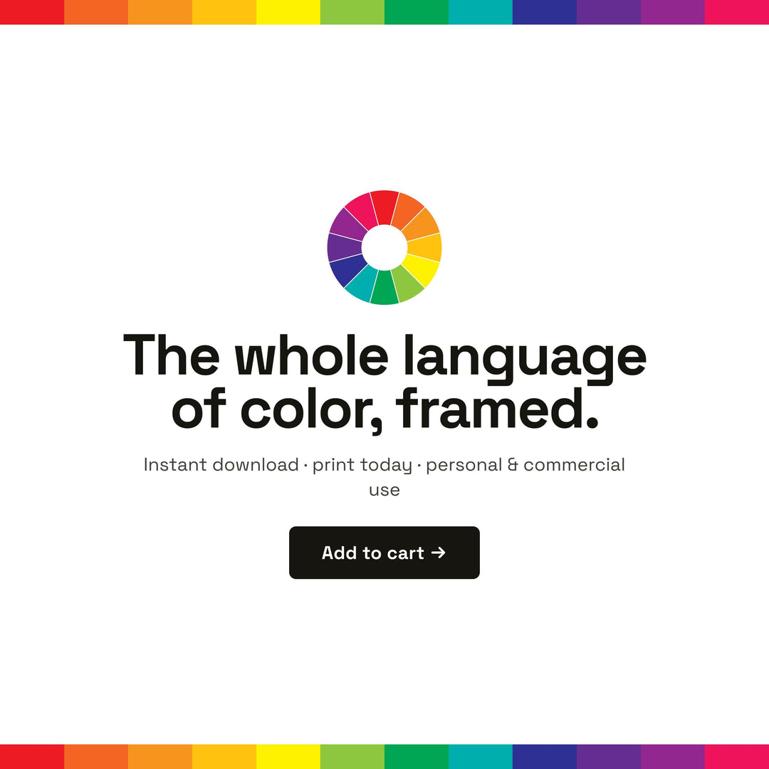 Color Theory Cheat Sheet | Color Wheel & Harmonies Poster for Art Students, Beginners and Classrooms | Digital Download