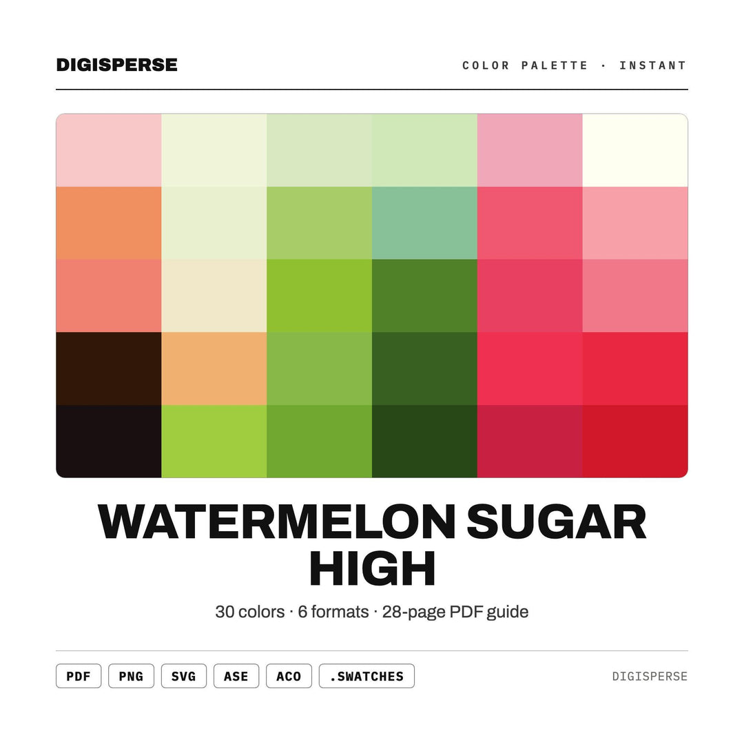 Watermelon Sugar High Color Palette | 30 Procreate Swatches, ASE (Digital Download)