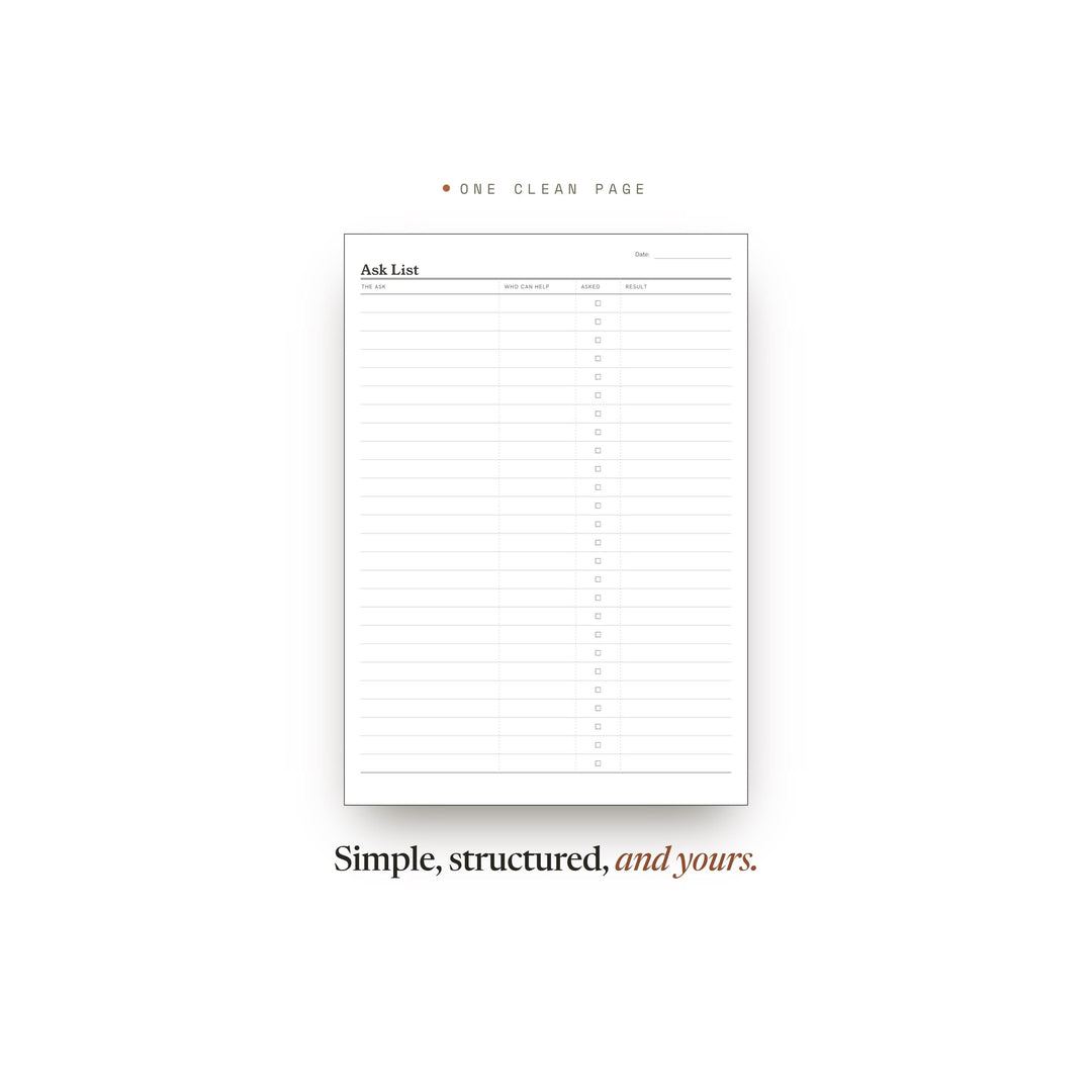 Ask List printable planner insert — preview image 2 of 20