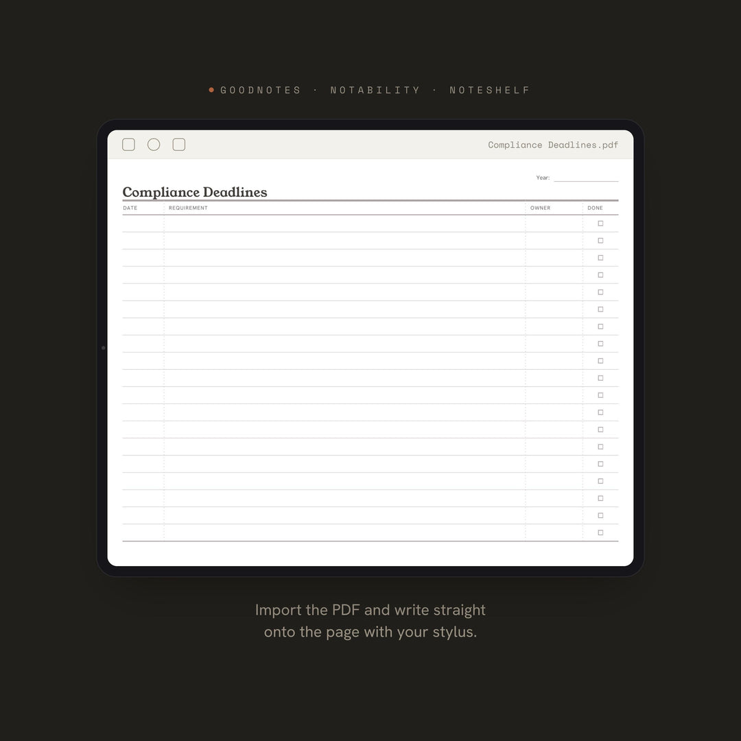 Compliance Deadlines printable planner insert — preview image 5 of 20