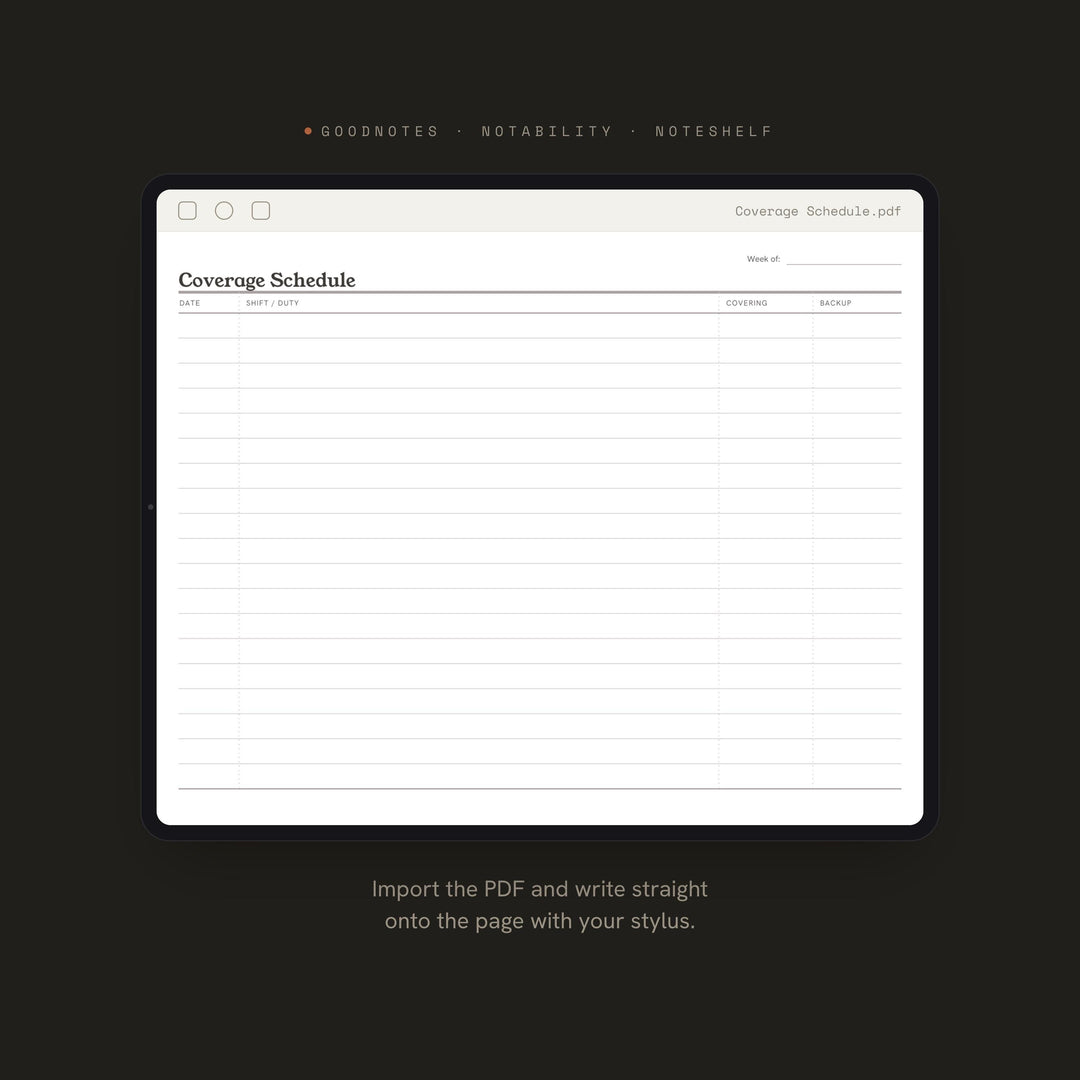 Coverage Schedule printable planner insert — preview image 5 of 20