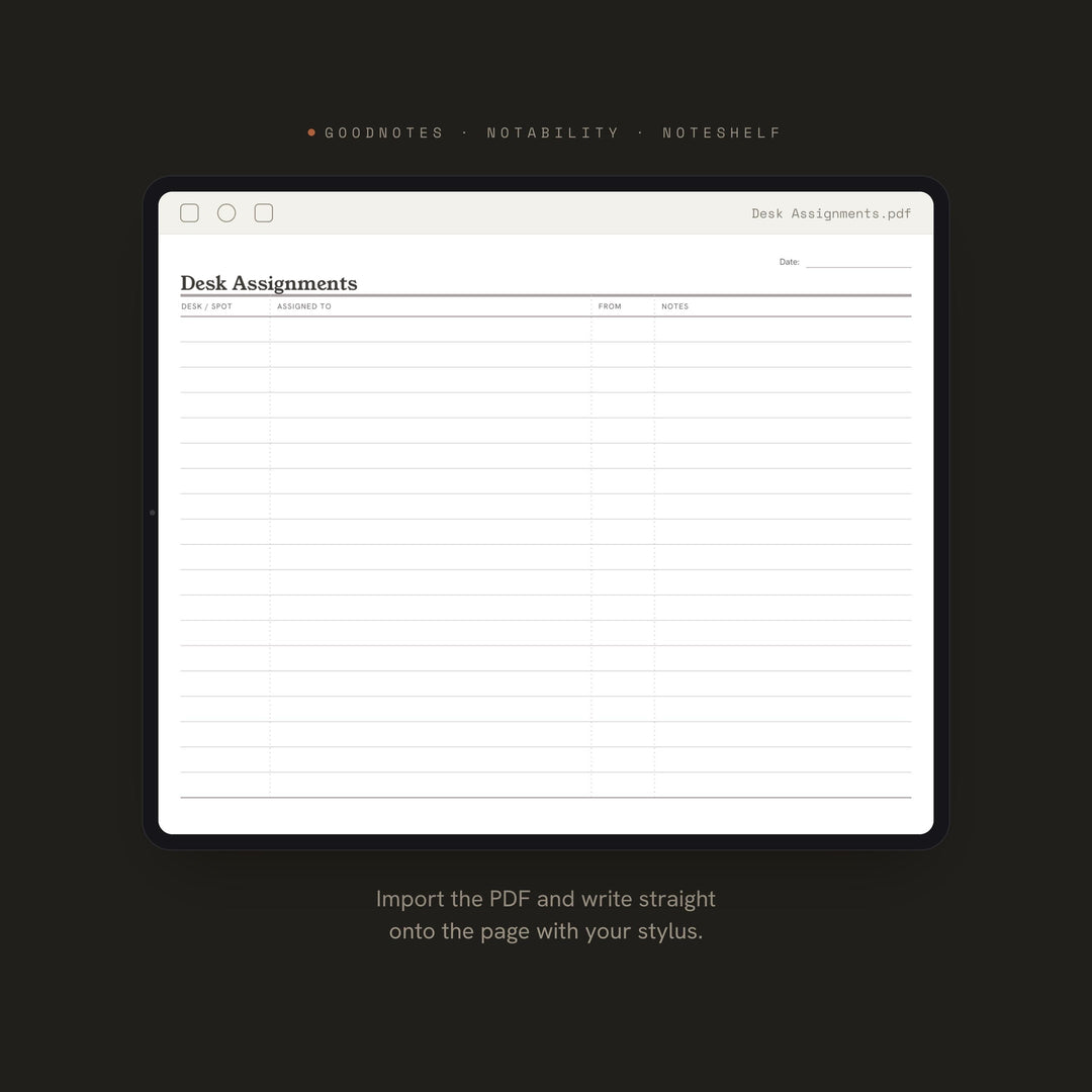 Desk Assignments printable planner insert — preview image 5 of 20
