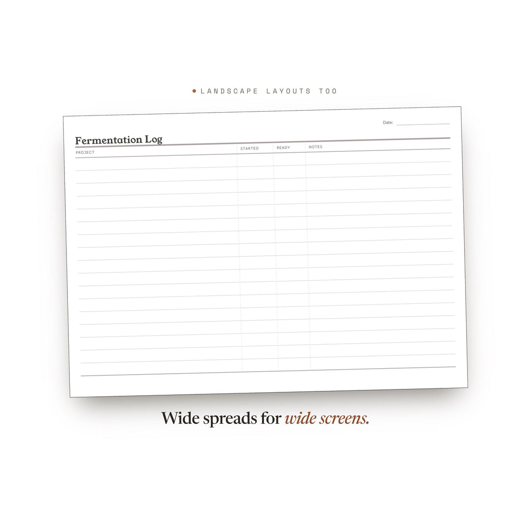 Fermentation Log Planner Insert | Tasting Log | GoodNotes iPad PDF | Digital Download