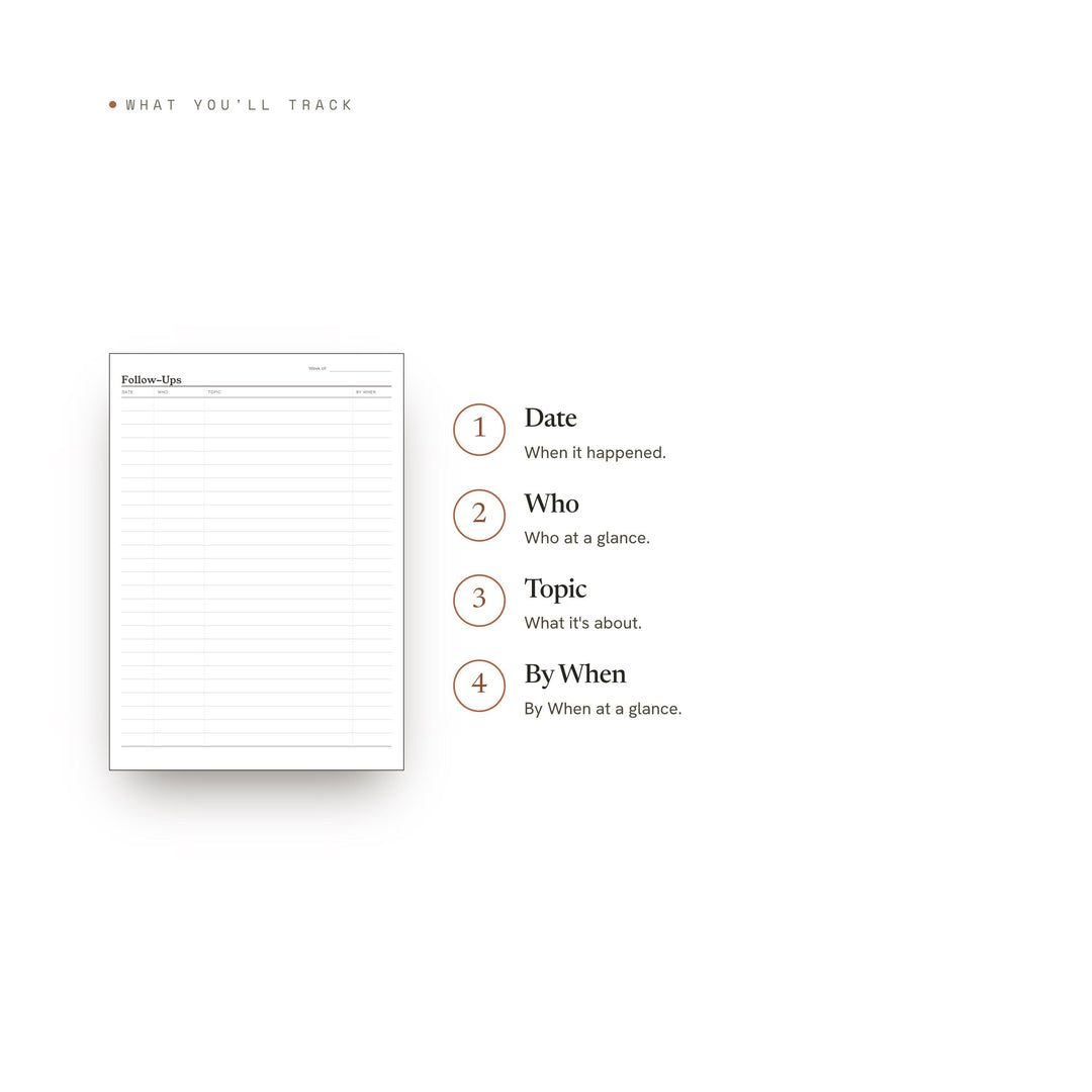 Follow-Ups Planner Insert | Meeting Notes | GoodNotes iPad PDF | Digital Download