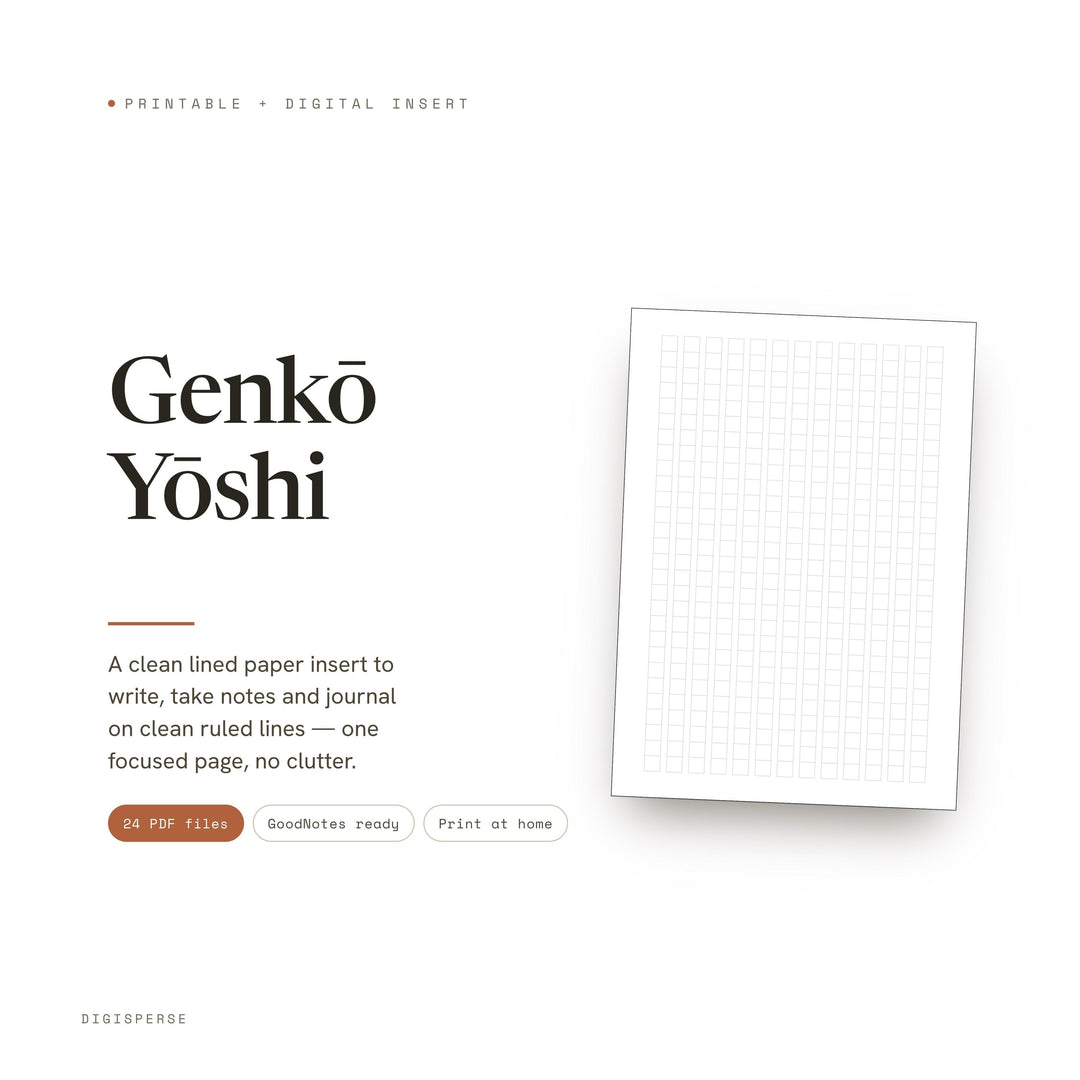 Genkō Yōshi Planner Insert | Lined Paper | GoodNotes iPad PDF | Digital Download