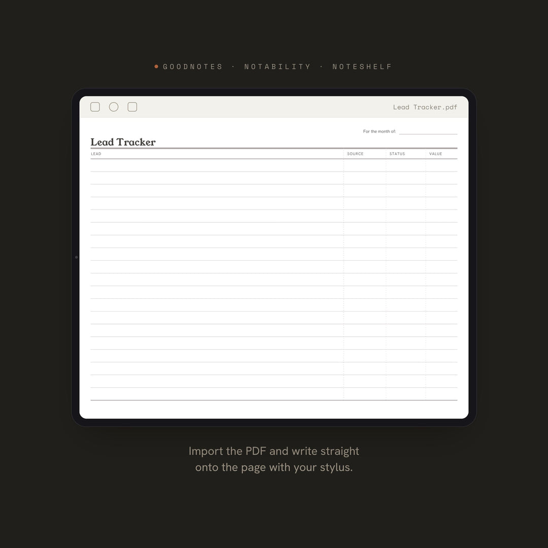 Lead Tracker Planner Insert | Client Tracker | GoodNotes iPad PDF | Digital Download
