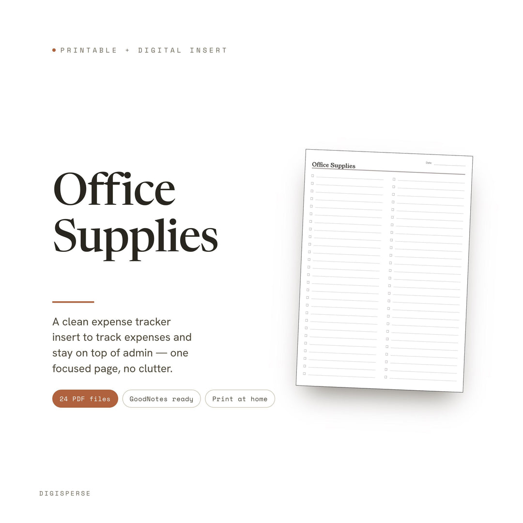 Inventory Tracker Printable | Office Supply Stock + Reorder | GoodNotes + iPad PDF | Instant Download