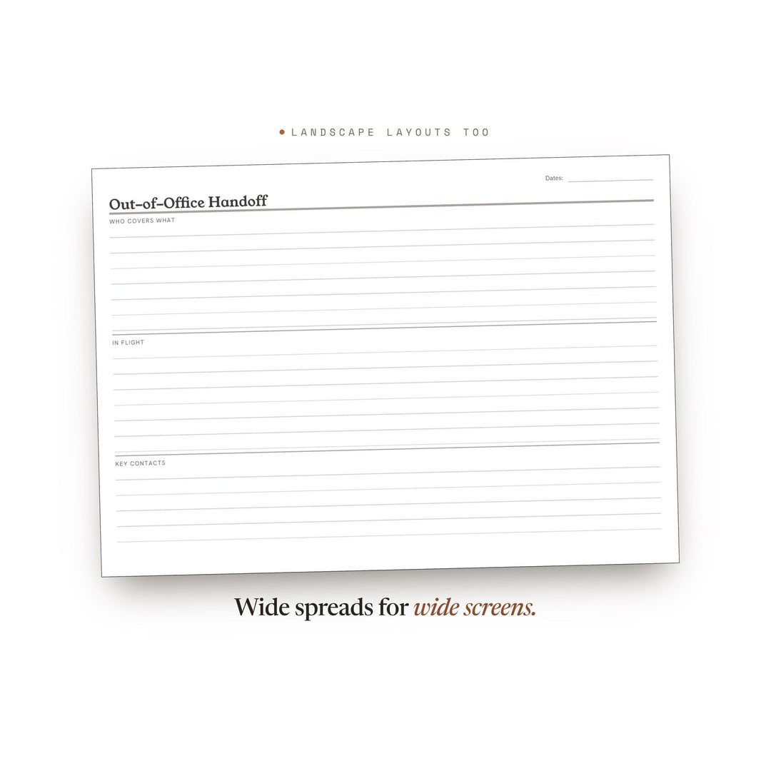 Out-of-Office Handoff Planner Insert | Contact Log | GoodNotes iPad PDF | Digital Download
