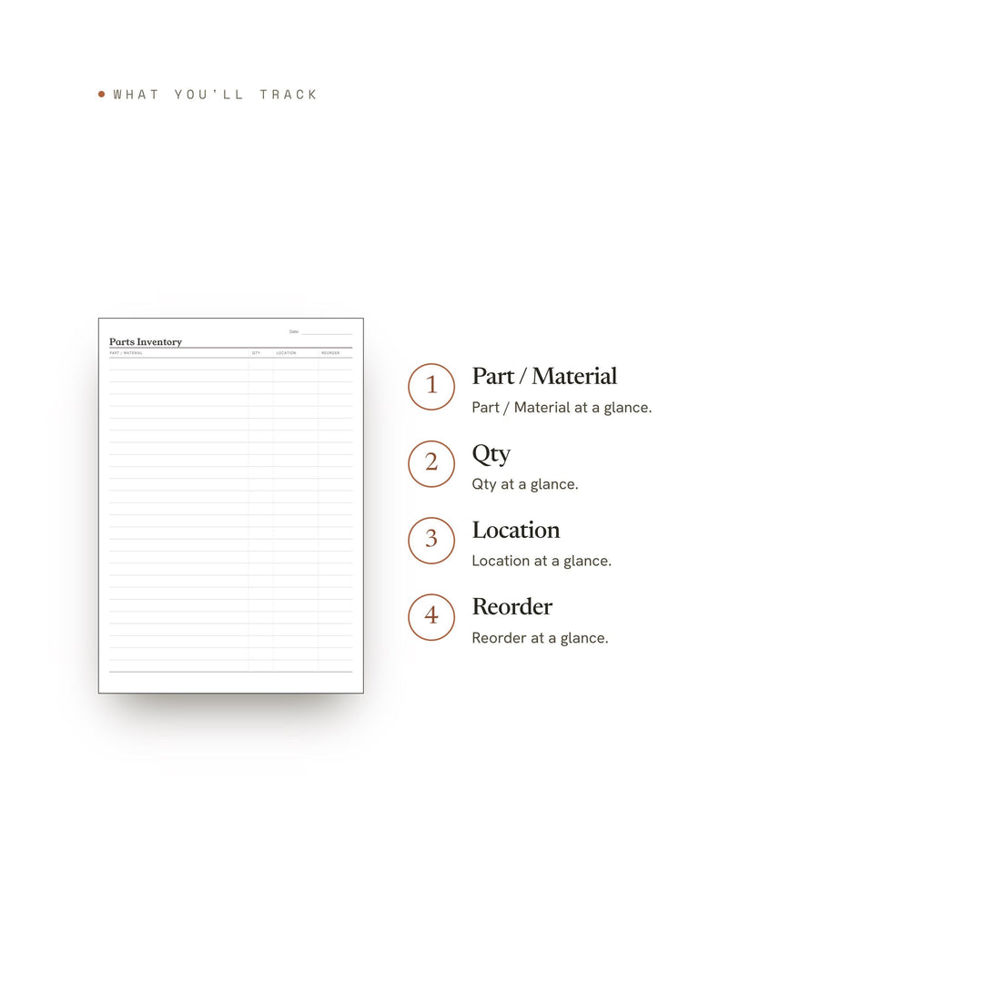 Parts Inventory printable planner insert — preview image 8 of 20