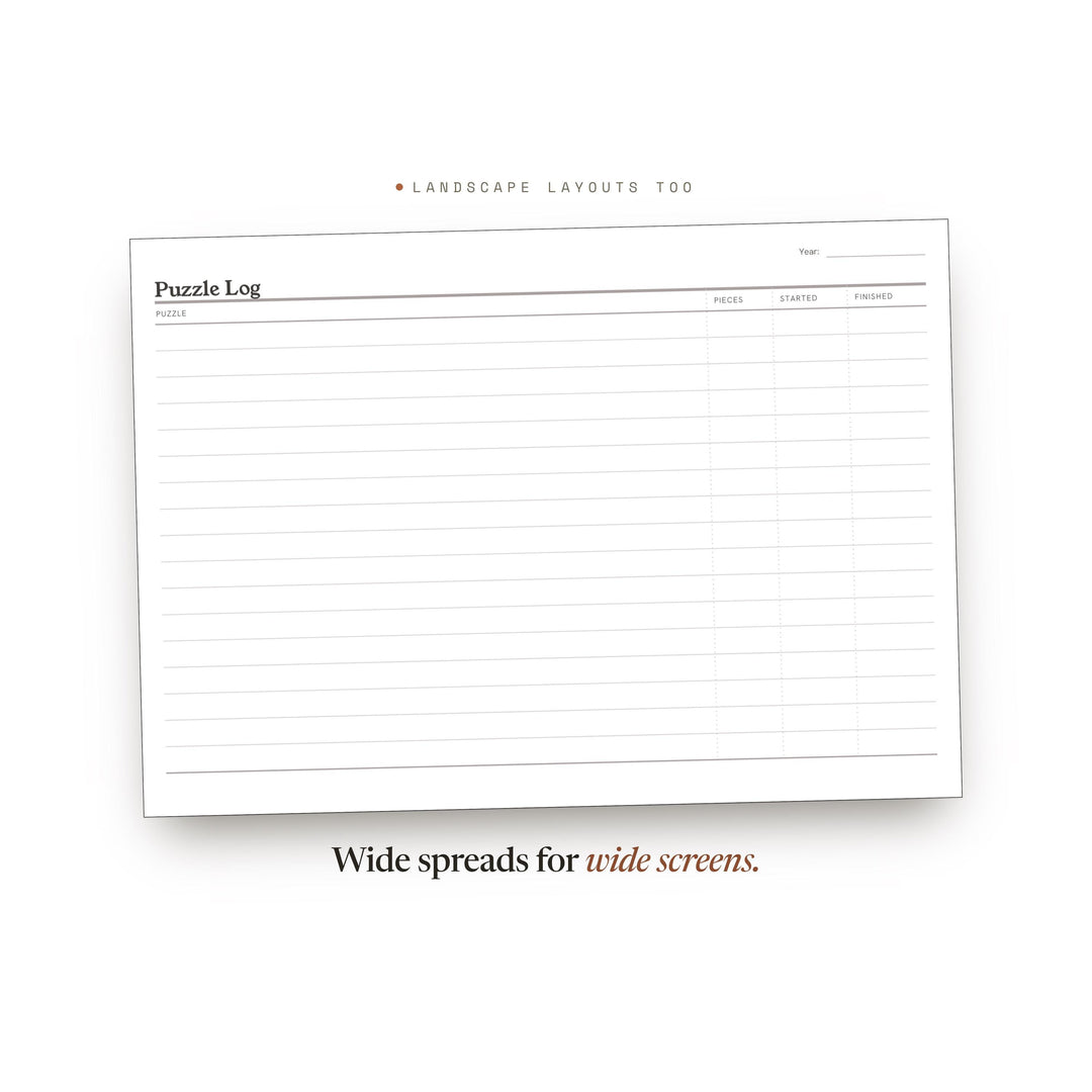 Puzzle Log Planner Insert | Game Tracker | GoodNotes iPad PDF | Digital Download
