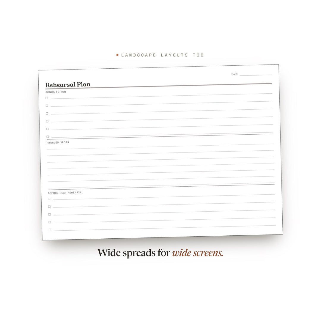 Rehearsal Plan Planner Insert | Practice Log | GoodNotes iPad PDF | Digital Download