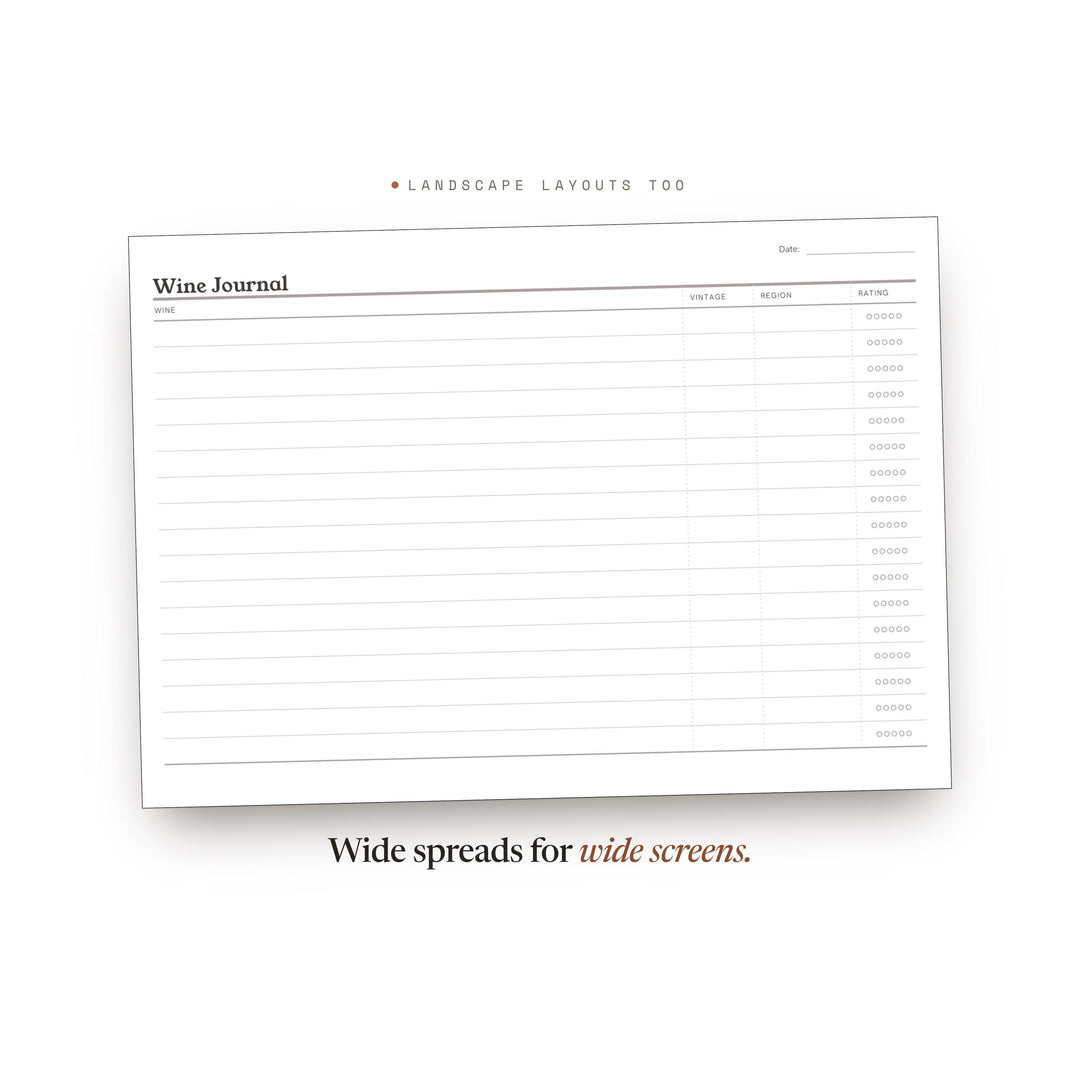 Wine Journal Planner Insert | Tasting Log | GoodNotes iPad PDF | Digital Download