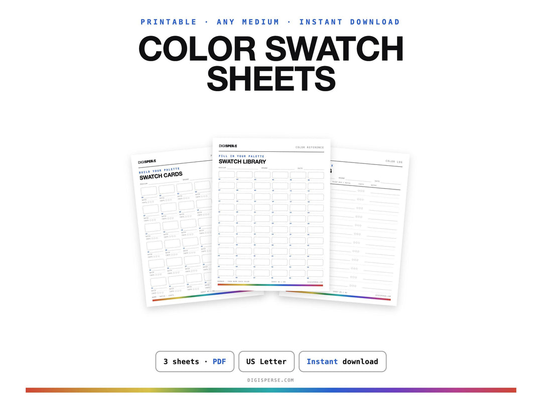 Printable Blank Color Swatch Sheets for Any Medium (Digital Download)