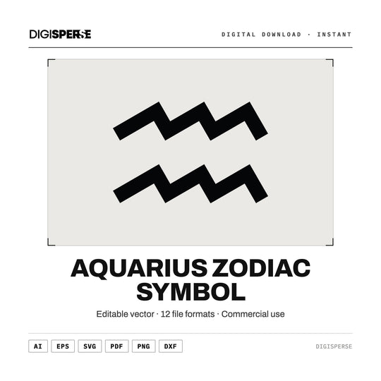 Aquarius SVG PNG | Zodiac Graphic 12 File Formats | Cricut Silhouette Sublimation Digital Download