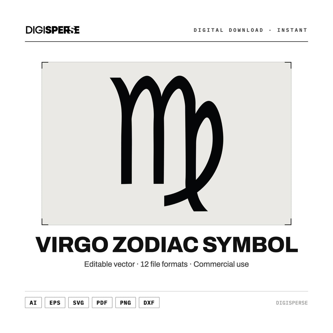 Virgo SVG PNG | Zodiac Graphic 12 File Formats | Cricut Silhouette Sublimation Digital Download