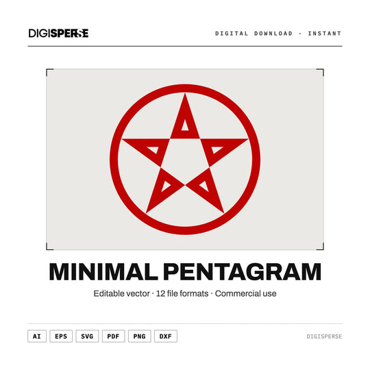 Minimal Pentagram SVG PNG | Simple Witchcraft Wicca Pentacle | Cricut Silhouette 12 Formats Download